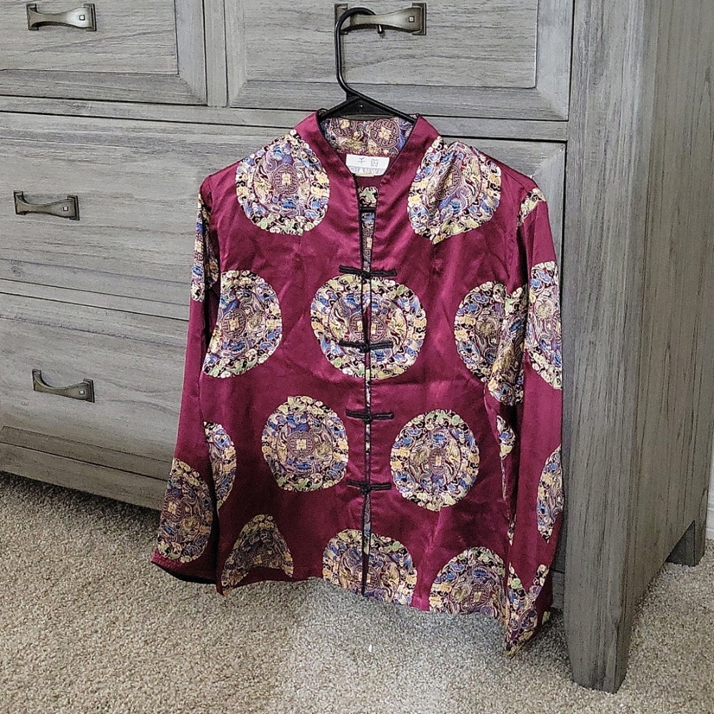 100% silk vintage Chinese blouse - XL